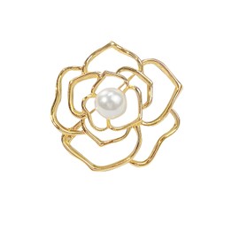 Crystal Flower Enamel Brooch Pins for Women Fashion Rose Flower Brooch Dress Perfect for Party Wedding (Gold)
