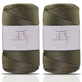 Makromecity 2 Skeins Macrame Yarn 2 mm x 230 m, Premium Polyester Macrame Cord, Polypropylene Yarn for Crafts, Home Decorations, Place Mat, Shoulder Bag, Handbag, Runner, Comforter, Chain, 20 Colours