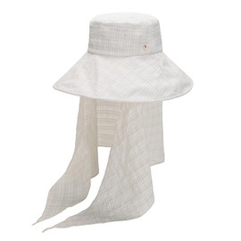 Floppy Sun Hat with Detachable Rayon Neck Drape for Women LOVEIN Cream
