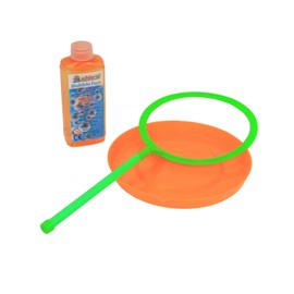 alldoro 60636 Bubble Fun Giant Bubble Ring Diameter 21 cm with 250 ml Soap Suds XXL Ring Rod Set with Plate and Bubble Water for Jumbo Bubbles Children from 3 Years and Adults Green