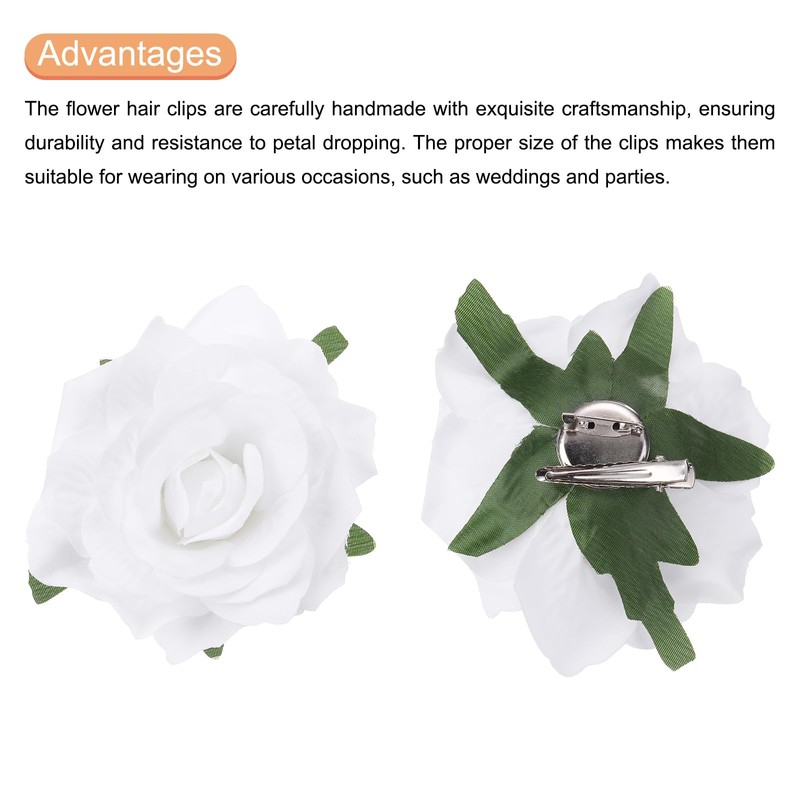 sourcing map 8 Pcs Rose Flower Hair Clips 4 Inch