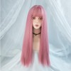 Generic Long Wig for Women Pink Synthetic Hair Natural Long