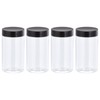 sourcing map Round Plastic Jars with Black Screw Top Lid,
