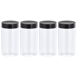 sourcing map Round Plastic Jars with Black Screw Top Lid, 5oz/ 150ml Wide-mouth Clear Empty Containers for Storage, Organizing, 4Pcs