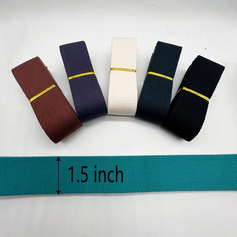 Dortrue 1.5 Inch Heavy Cotton Webbing 12 Yards 6 Colors