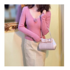 Notunu Party Bag, Rose Pearl, Formal Bag, 3-Way Ladies' Bag, Retro Shoulder Bag, Handbag, Wedding, Reception, Invitation, Women's Bag, Gift, beige