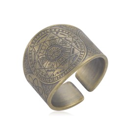 Seal of the 7 Archangels Ring Metatron Cube Rings Seal of Lilith Biblical Symbol Talisman Amulet Rings Geometry Copper Open Ring Lucky Charm Protection Religious Jewellery for Men Women, Copper, No