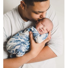 Burt's Bees Baby Baby Girls' Sleep & Play, Organic One-Piece Romper Jumpsuit PJ, Zip Front Footed Pyjamas, Moonlight Clouds, 3-6 Months, Moonlight Clouds