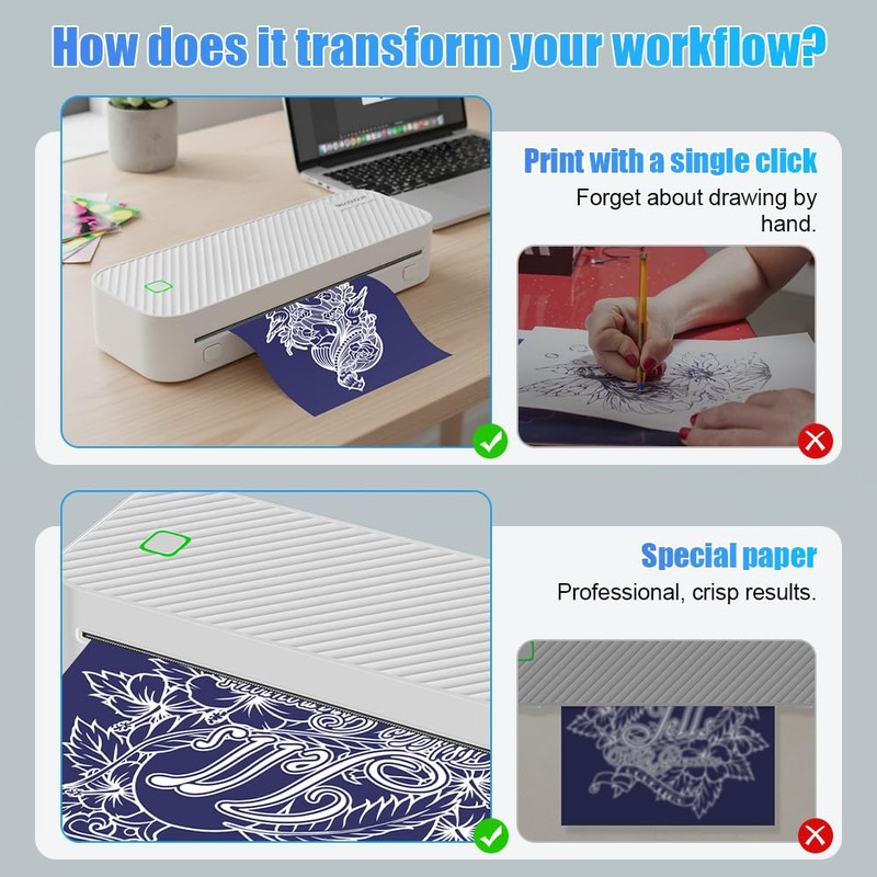 Tattoo Stencil Printer, GD88 Portable Thermal Tattoo Printer with Thermal