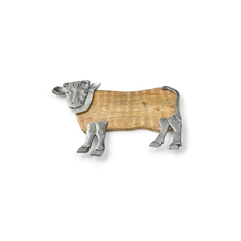 Godinger Wood Serving Tray, Charcuterie Platter Cheese Board with Cow
