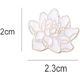 White Lotus Flower Enamel Pin Jewelry Gift, Enamel Metal Lapel Pin Badge Brooch for Denim Coat Backpack