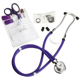 ADC Nurse Combo Plus, Pocket Pal/Sprague Stethoscope Kit, Includes Pocket Pal III Nurse Medical Accessory Kit with MiniMedicut Shears, 3-Color Pen, Adlite Plus Penlight,Purple
