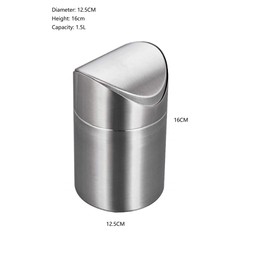 ETRAVEL Mini Desk Bin with Lid, Brushed Stainless Steel Swing Container, Coffee Pods, Tea Bags, 12x12x16.5cm, 1.5L
