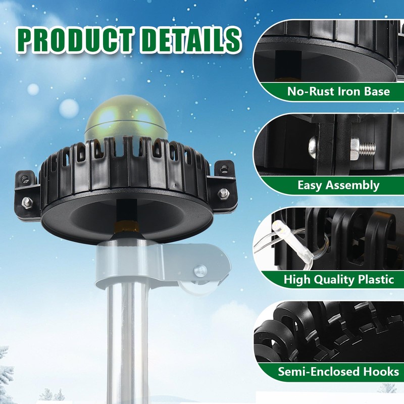 Christmas Tree Flag Pole Mega Topper Light Hook, Flag Pole