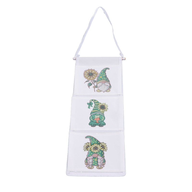 Hanging Storage Bag 3 Compartment Foldable Rhinestone Painting Pattern DIY