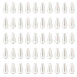 PATIKIL 16x8mm Pearl Charm, 200pcs White Faux Pearl Teardrop Pendants for Jewelry Making, Wedding Decorations