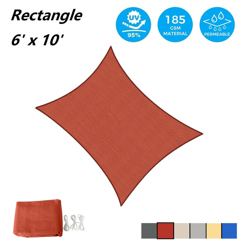 AsterOutdoor Sun Shade Sail Rectangle 6' x 10' UV Block