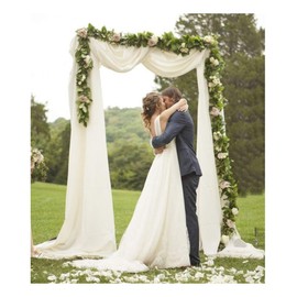 SoarDream Wedding Arch Draping Fabric 2 Panels 6 Yards Ivory Chiffon Backdrop Curtains for Wedding Decoration Reception Swag Ceiling