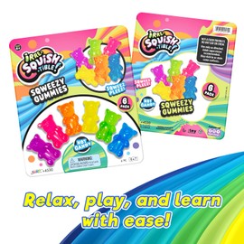 JA-RU Mini Gummi Bears Pencil Toppers for Kids (1 Pack, 6 Bears Each) Mochi Squishy Toys. Stress Relief Fidget Toys. Bulk Party Favors & Cool School Supplies. 4530-1s