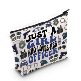 TGBJE Cops Girlfriend Gift Police Officer Girlfriend Makeup Bag Sheriff Wife Gift Just A Girl Who Loves Her Officer Cosmetic Bag (Girl officer bag)