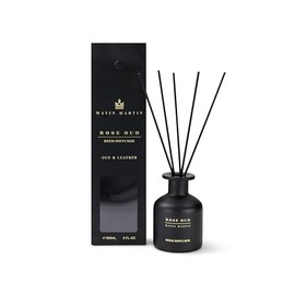 Matin Martin Rose Oud Reed Diffuser - Aromatherapy Diffuser for Home and Office - Long-Lasting, Elegant Scent Diffuser - Oud and Leather - 5 oz