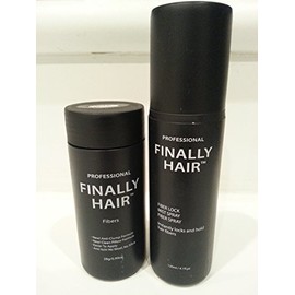 Hair Building Fibers Dark Grey 28g Bottle of Finally Hair Building Fibers and Finally Hair 120ml 4.1 Oz. Bottle of Fiber Lock Hair Loss Concealer Spray (Dark Gray Dark Grey)