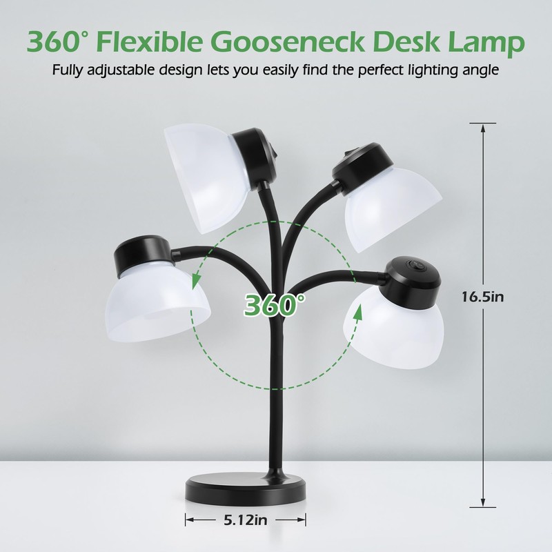 Desk Lamps for Home Office,Small LED Reading Lamp,5000K Eye-Care Desk