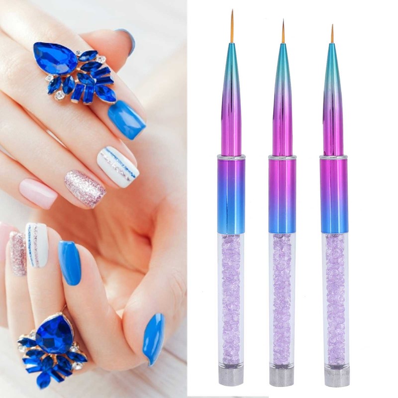 3Pcs Nail Liner Brush Lid Gradient UV Gel Pattern Drawing