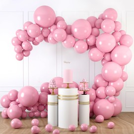 LovesTown Pastel Pink Balloons Arch Kit, 150PCS Light Pink Latex Different Sizes 18 12 10 5 Inches Balloons Garland with Ribbon for Birthday Baby Shower Wedding Party Decoration