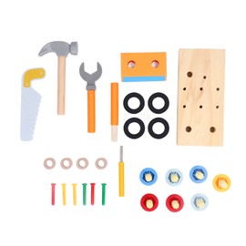 Wooden Kids Tool Set Pine Wood Hammer Wrench Early Education Educational Construction Toys Box Type 1