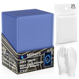 25 cargadores superiores de 55 pt para tarjetas, 3 x 4 pulgadas de grosor con fundas de tarjetas gruesas suaves para béisbol, baloncesto, tarjetas de 
