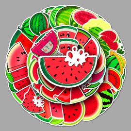 AUCEKO Pack of 50 Red Watermelon Stickers Pack Watermelon Sticker Set Waterproof Vinyl Stickers for Laptop Children Cars Motorcycle Bicycle Skateboard Luggage Suitcase Computer Sticker Graffiti Decal