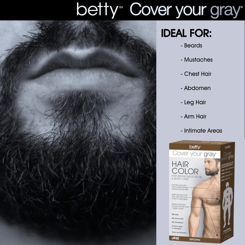 Betty Cover Your Gray Mens Hair Color for Beard, Mustache