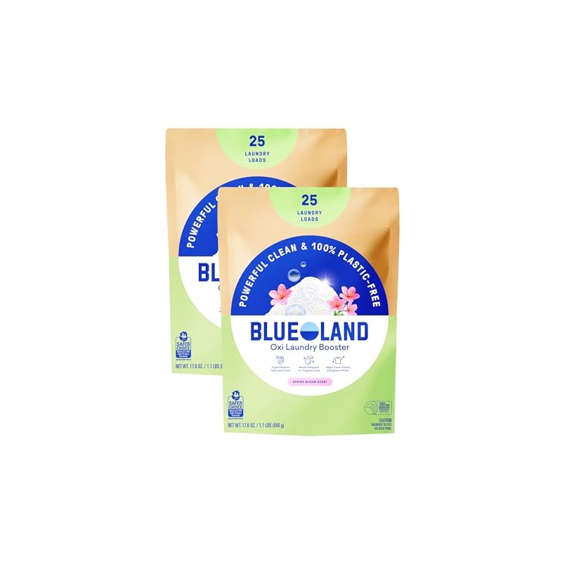 BLUELAND Oxi Laundry Booster Powder Refill 2-Pack, Spring Bloom Scent,