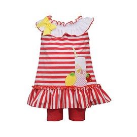 Bonnie Jean Girl's Shorts Set for Baby, Toddler and Little Girls, Red/White/Yellow, 6-9 Months