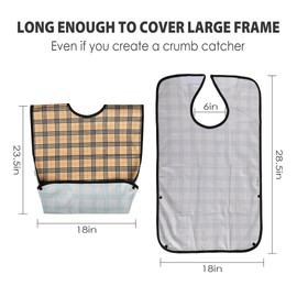 Leekalos 3 Pack Adult Bibs, Reusable Waterproof Washable Dining Clothing Protector with Crumb Catcher, Large Feeding Adult Bibs (Checkered Pattern)