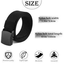 Coobbar Tactical Belt 3-Pack, Adjustable Nylon Military & Outdoor Men’s Web Belt With Plastic Buckle - Durable Canvas Belt (Dark blue, black, brown, Fits pans up to 45'')