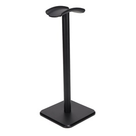 Soporte para Auriculares, Base Antideslizante con Esquinas Redondeadas Soporte para Auriculares con Bandeja de TPU, Soporte para Auriculares con Barra de Soporte de Aluminio (Negro)
