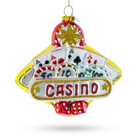 Casino Sign Blown Glass Christmas Ornament