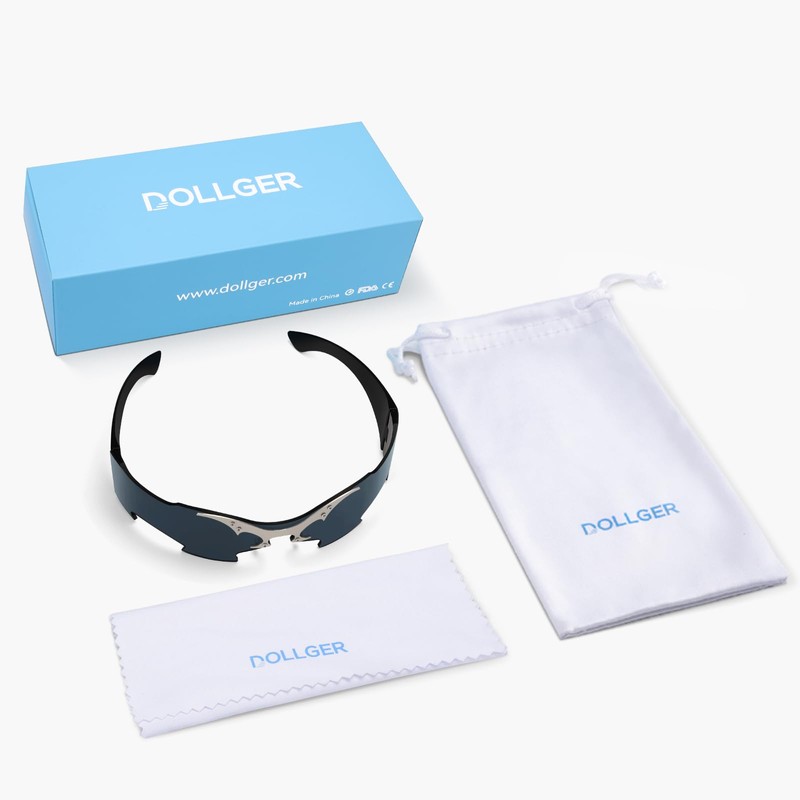 Dollger Futuristic Y2K Sunglasses Space Black Wrap Around Glasses Trendy