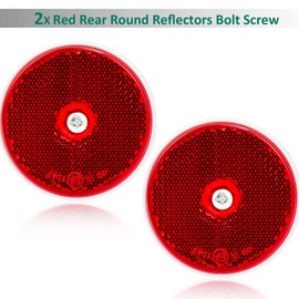 DARKGUARD 2 x Round Reflectors Red Screw-On Diameter 60 mm E9 Certification Mark, Car Trailer Reflectors Round, Attachments Cat's Eye for Trailer Tractor Caravan Truck RV Car (Red Round Screws 2