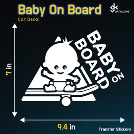 GRITKULTURE Baby in Car, Baby on Board Transfer Decal Vinyl Sticker for Car, Trucks, Windows 10 inchX 8 inch (#3)