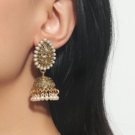 Jhumka Indian Earrings Women Bohemian Indian Jhumka Drop Earrings Ethnic Bell Tassel Earrings Vintage Beaded Earrings Indian Jewellery Gift for Women
