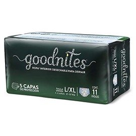 GoodNites Calzoncitos Desechables para Dormir, Talla Grande Unisex-Nio, Paquete con 11 piezas, Ideal para nios de 8 a 14 aos                          