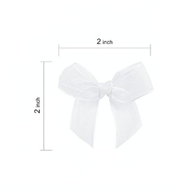 50Pcs Pre-Tied Sheer Bows with 1 Inch Stretch Elastic Loops, for Gift Wrapping, Baby Showers, Weddings, Christmas, Holiday Party Decorations (White, 1 inch Elastic Loop)