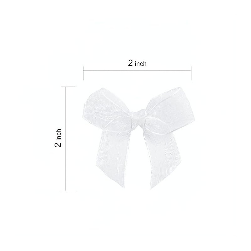 50Pcs Pre-Tied Sheer Bows with 1 Inch Stretch Elastic Loops,