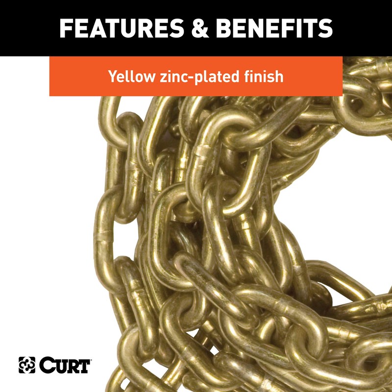CURT 80307 20-Foot Transport Binder Chain, 5/16-Inch Clevis Hooks, 18,800