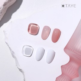 TAYE Jelly Nude Pink White French Gel Nail Polish Set, 2 Colors White, Jelly Pink Gel Nail Polish for French Tip Nails Art Nail, LED Required UV, Art Manicure Salon Diy at Home