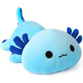 shownicer Plüschtier Axolotl Kuscheltier Stofftier Kawaii Axolotl Plüsch Kissen Spielzeug Wurfkissen Geschenk für Kinder Mädchen 3+ Jahre (Blau, 33cm)