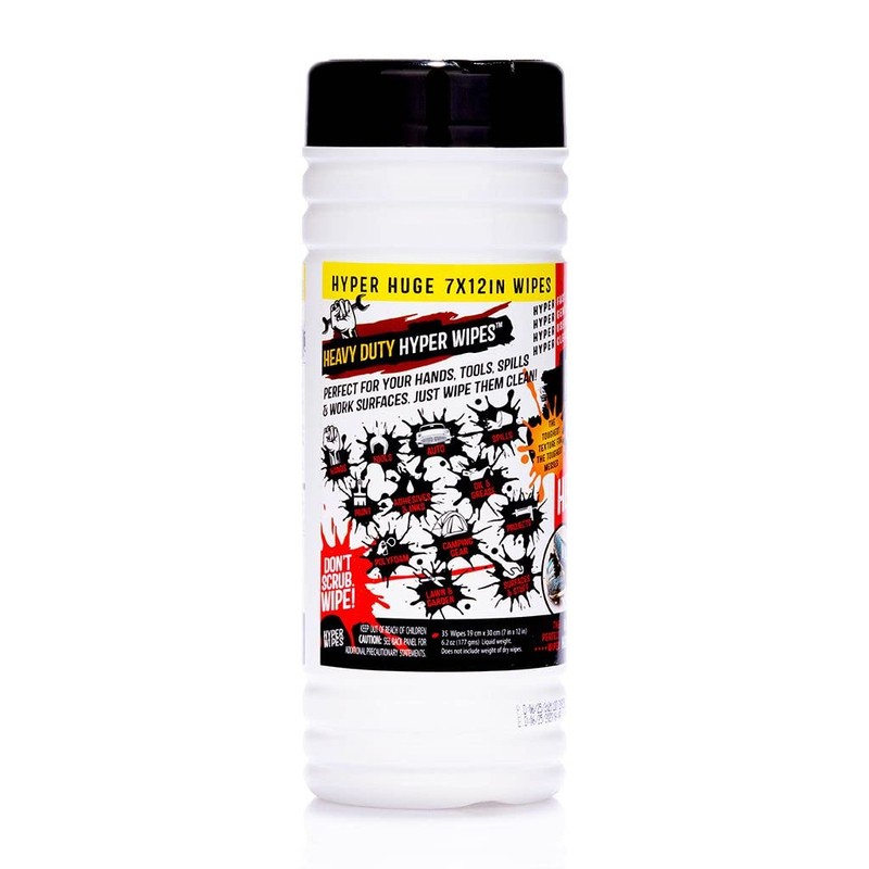 Hyper Wipes, 4 Pack Heavy Duty Hand & Tool Cleaning